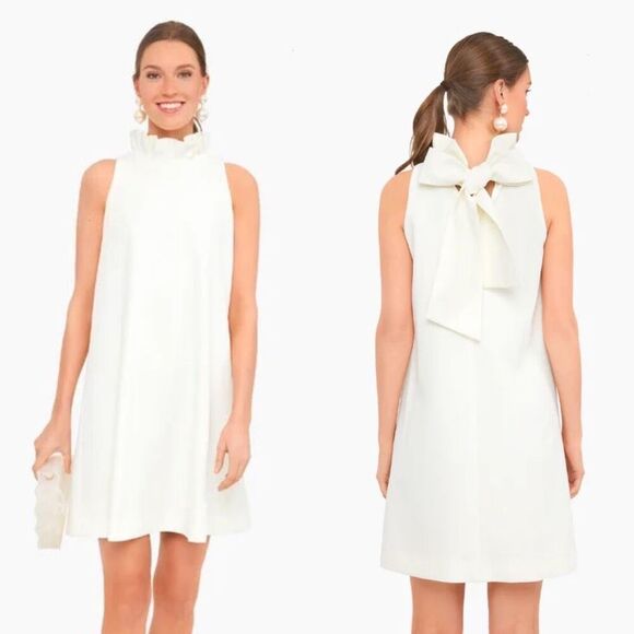 NEW Tuckernuck Dress Bow Back Blythe White Sleeveless Mini Dress Size L - Picture 4 of 11